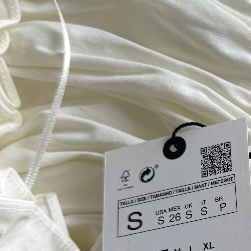Zara linen blend oyster white draped form flattering dress - Picture 5 of 6
